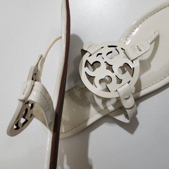 Tory Burch Miller Patent Soft Leather Sandals in Cream Women's Size 9.5 - Picture 2 of 12